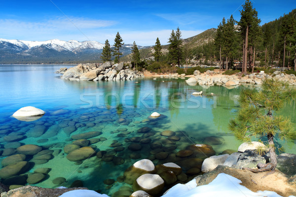 Lago céu água neve árvores montanha Foto stock © mblach