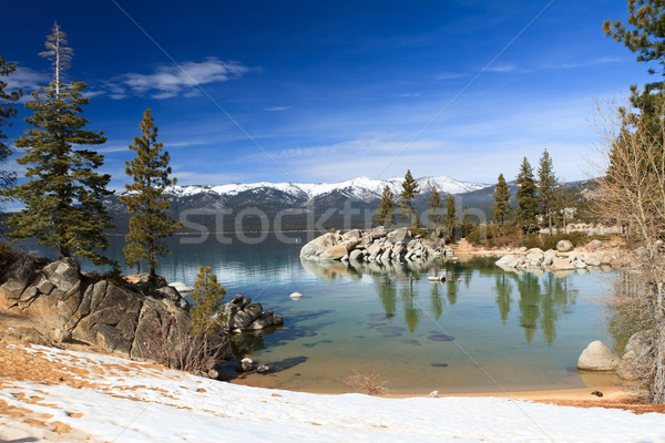 See Himmel Wasser Schnee Bäume Berg Stock foto © mblach