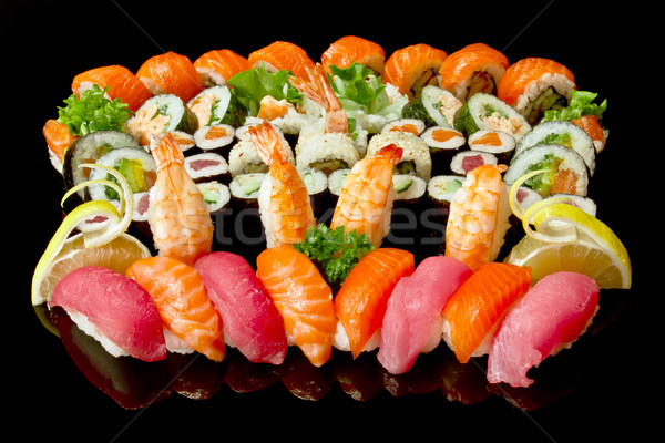 壽司 日本 黑色 健康 晚餐 顏色 商業照片 © mblach