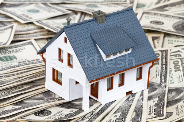 Ház pénz miniatűr építkezés modell otthon Stock fotó © mblach