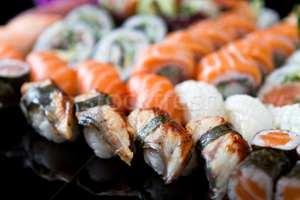 Szusi szett étel hal ázsiai eszik Stock fotó © mblach