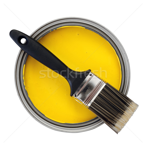 Gelb malen Pinsel weiß Kunst Raum Stock foto © mblach