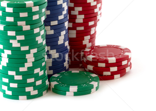 Poker chips bianco divertimento rosso finanziare Foto d'archivio © mblach