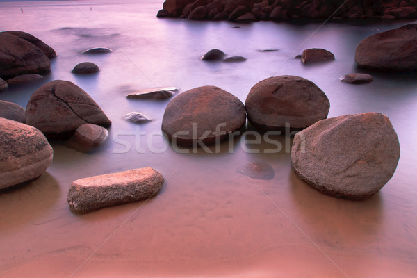 Foto stock: Lago · praia · água · pôr · do · sol · árvores · verão