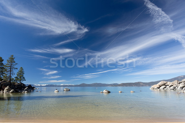 See schönen Himmel Wasser Bäume Berg Stock foto © mblach