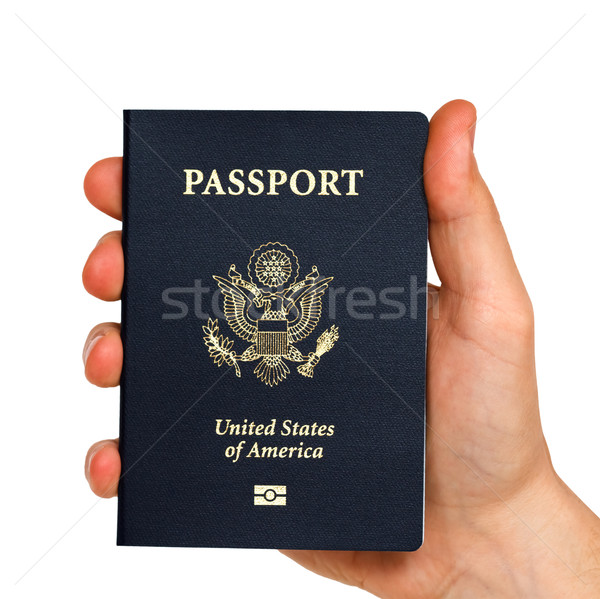 Paspoort hand witte business wereld veiligheid Stockfoto © mblach