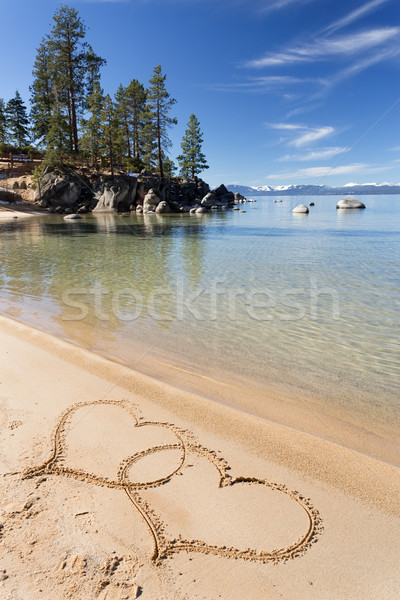 See schönen Strand Himmel Wasser Wald Stock foto © mblach