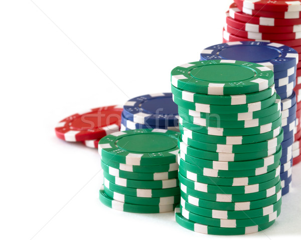 Poker chips bianco divertimento rosso finanziare Foto d'archivio © mblach