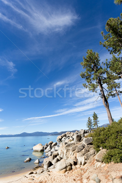 See schönen Himmel Wasser Bäume Berg Stock foto © mblach