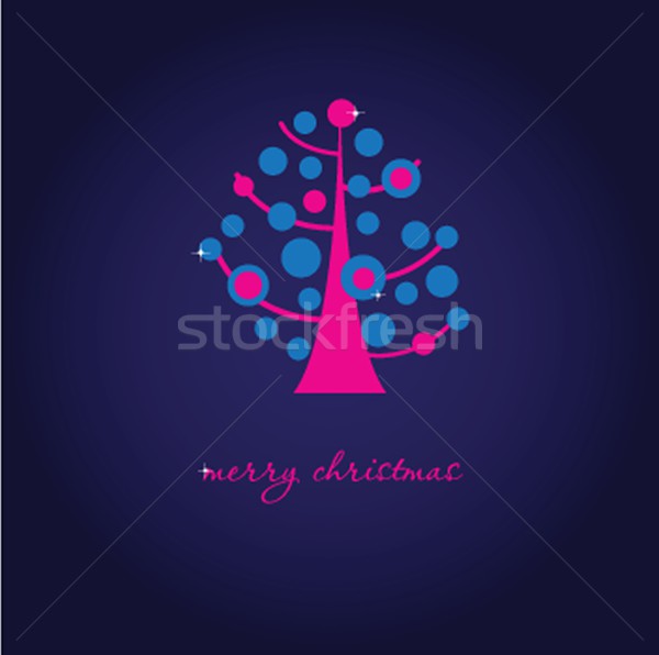 Vintage christmas card with holiday tree on the floral background Stock photo © mcherevan