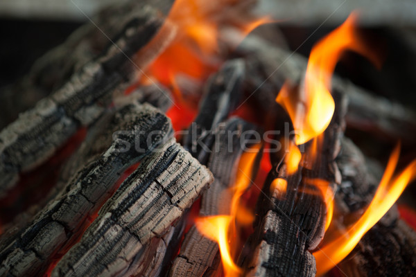 Beautiful fire with flames charred wood Stock photo © mcherevan