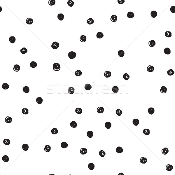 Vintage hand drawn doodle seamless pattern with black dots. Polka dot cute background. Design for pa Stock photo © mcherevan