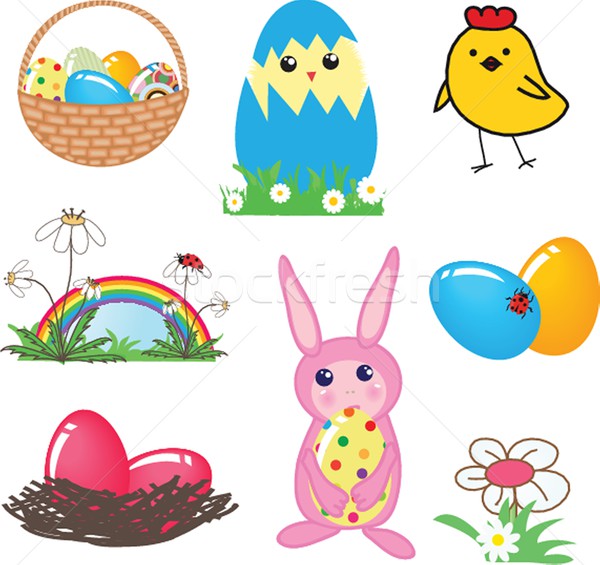 商业照片 / 矢量图: easter card with two hand drawn eggs