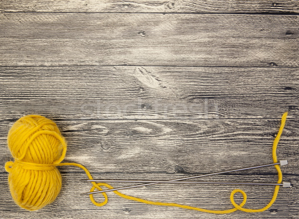 Excellent mocap  with a ball of wool thread  on a wooden background Stock photo © mcherevan