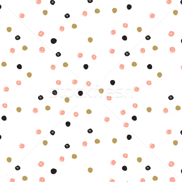 Vintage hand drawn doodle seamless pattern with black, pink and gold dots.  Stock photo © mcherevan