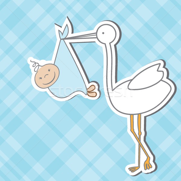 Baby arrival card with stork that brings a cute boy Stock photo © mcherevan