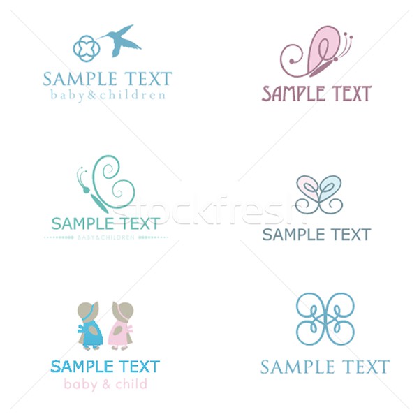 Baby and children icons in bright colors Stock photo © mcherevan