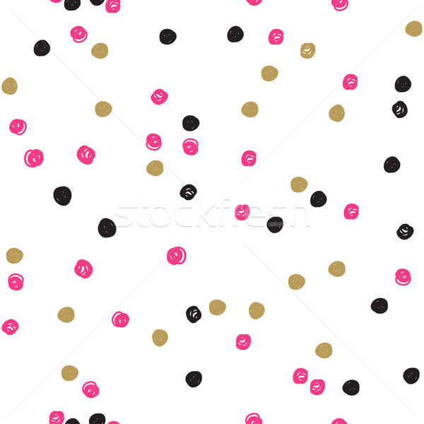 Seamless ink brush painted polka dot pattern. Vector illustration. Stock photo © mcherevan