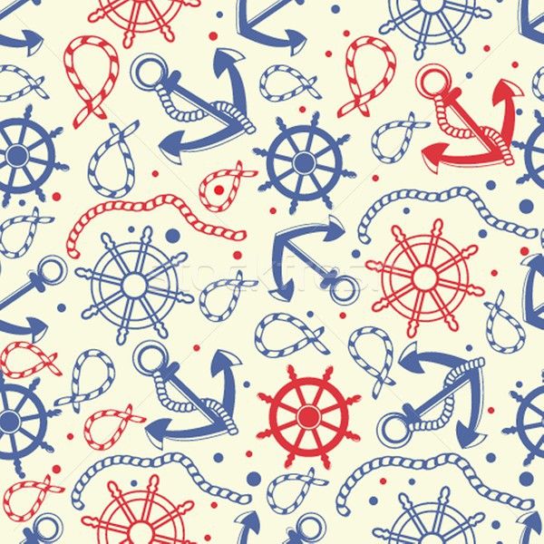 Stock photo: Seamless pattern with  anchors