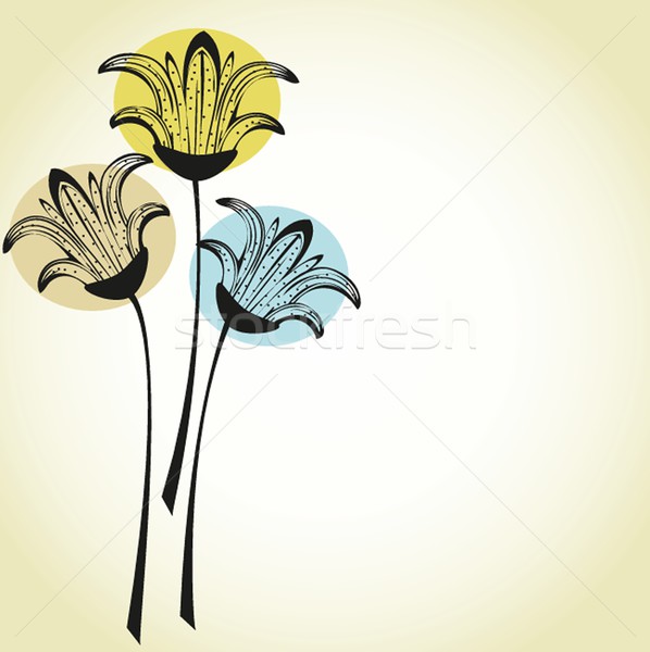 Epocă card crin floare hârtie cadru Imagine de stoc © mcherevan