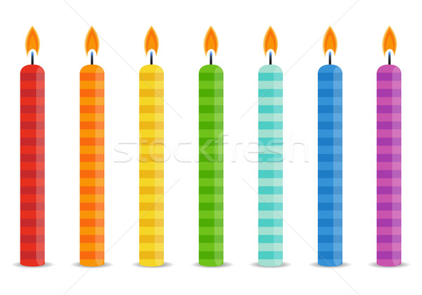 Couleur bougies d'anniversaire lumineuses couleurs feu [[stock_photo]] © mcherevan