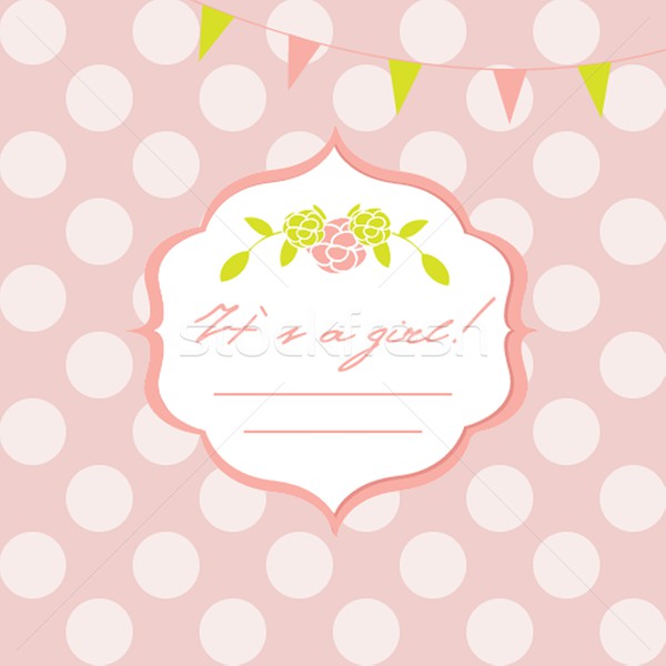 Baby girl shower card with  seamless polka dots Stock photo © mcherevan
