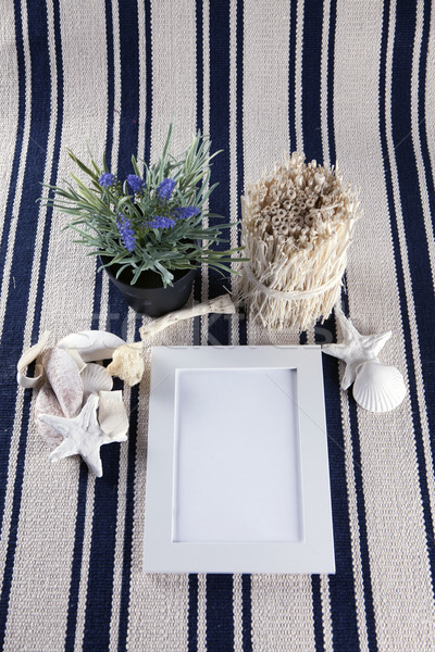 Beautiful collage with white photo frame on old vintage rug. Stock photo © mcherevan