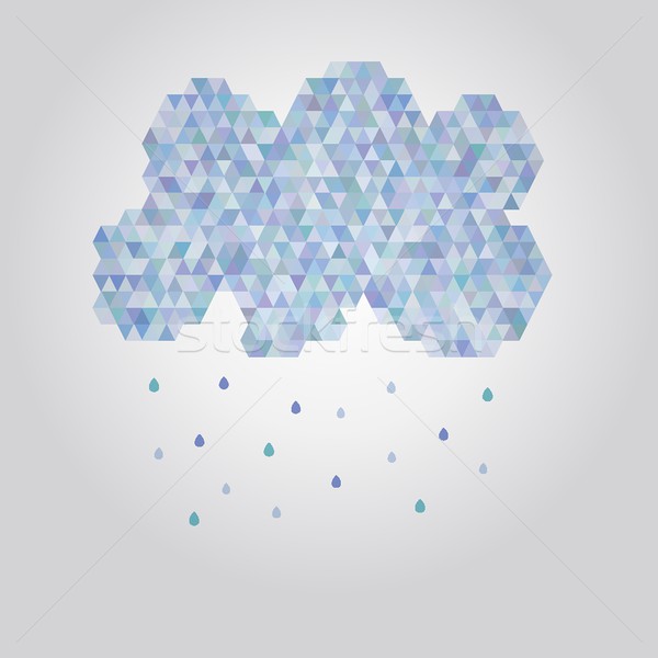 Abstract illustration polygonal cloud with rain drops Stock photo © mcherevan