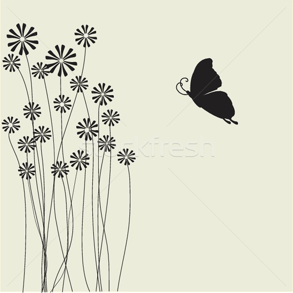Floral card with butterflies Stock photo © mcherevan