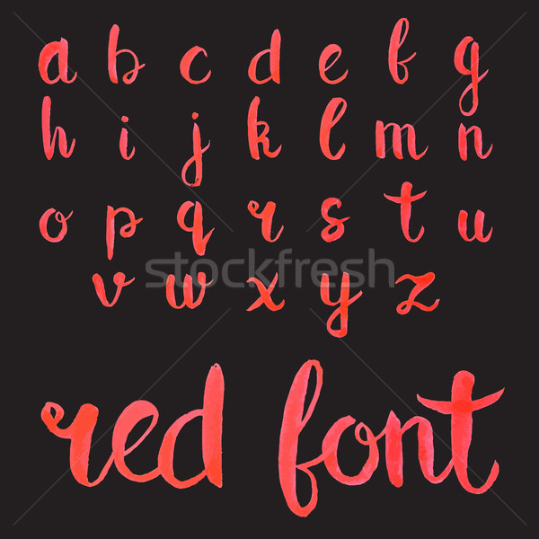 Red ink hand drawn alphabet, lower case letters. Expressive calligraphy font. Calligraphy Brush pain Stock photo © mcherevan