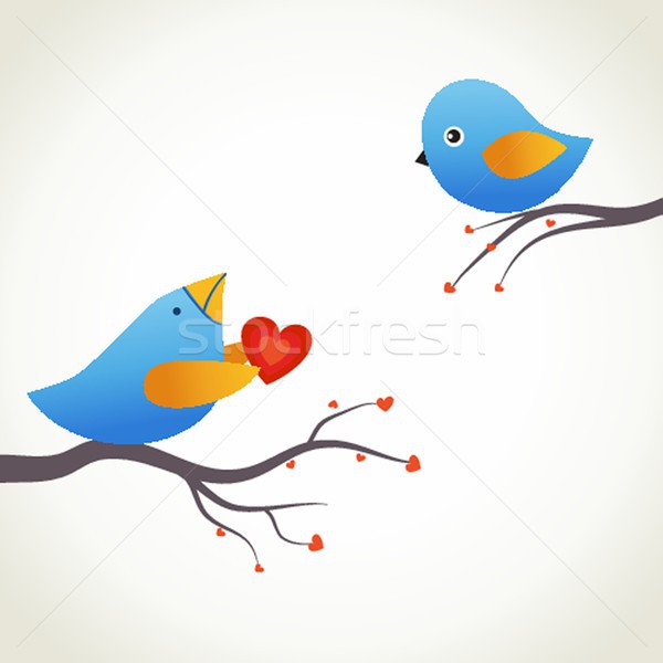 Cute blue birds on the love date Stock photo © mcherevan