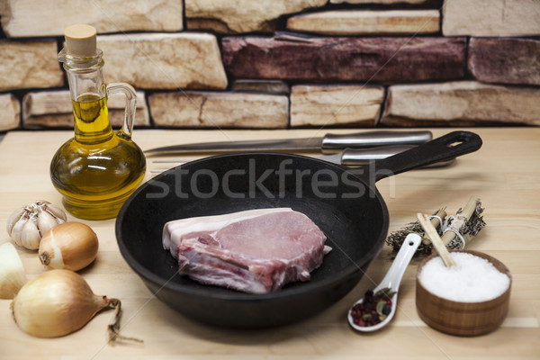 Peça delicioso fresco carne de porco Foto stock © mcherevan