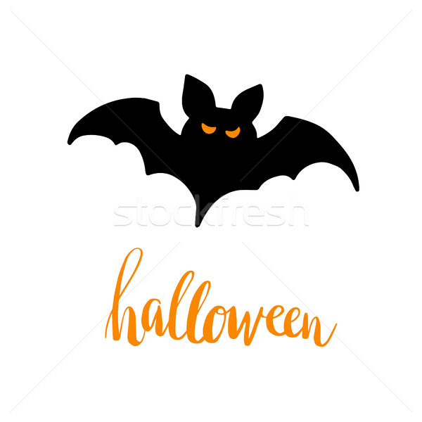 Nero halloween bat silhouette testo abstract Foto d'archivio © mcherevan
