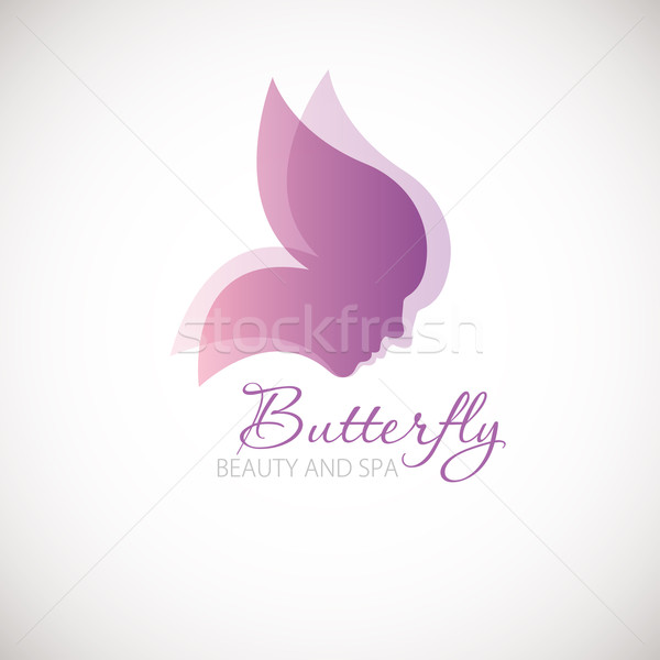Vlinder symbool logo-ontwerp schoonheidssalon spa centrum Stockfoto © mcherevan