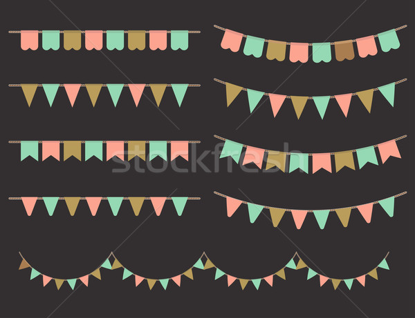 Vector Illustration of Colorful Garlands on black background. Stock photo © mcherevan