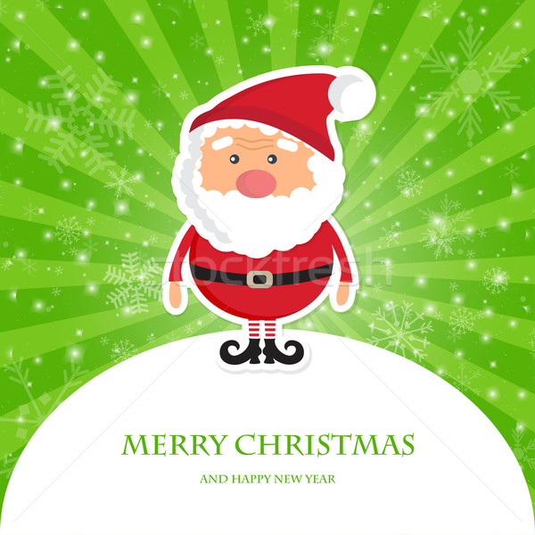 Cute Santa Claus On Green Ray Christmas Background Vector Illustration C Maria Cherevan Mcherevan 6256744 Stockfresh