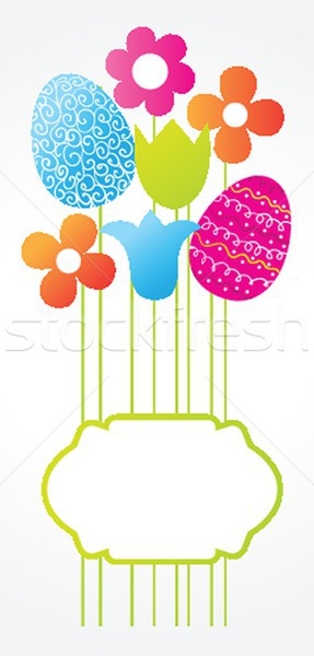 Foto stock: Pascua · tarjeta · ramo · huevos · flores · resumen