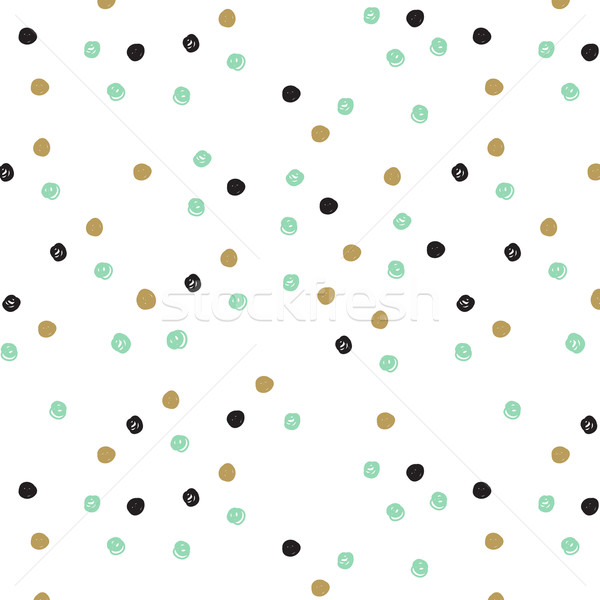 Vintage hand drawn doodle seamless pattern with black, pink and gold dots.  Stock photo © mcherevan