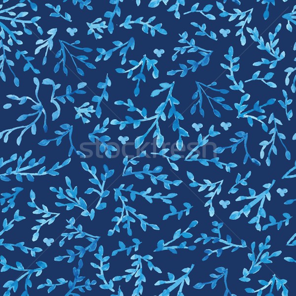 Watercolor painted leaves and branches pattern. Illustration for wallpapers, textile. Stock photo © mcherevan