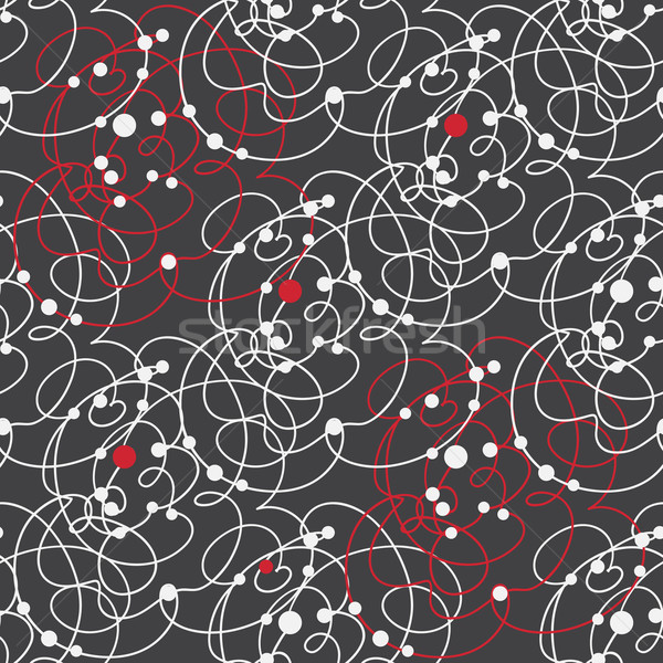 Abstract doodle seamless pattern in grey and red colors. Endless repeating print background texture. Stock photo © mcherevan