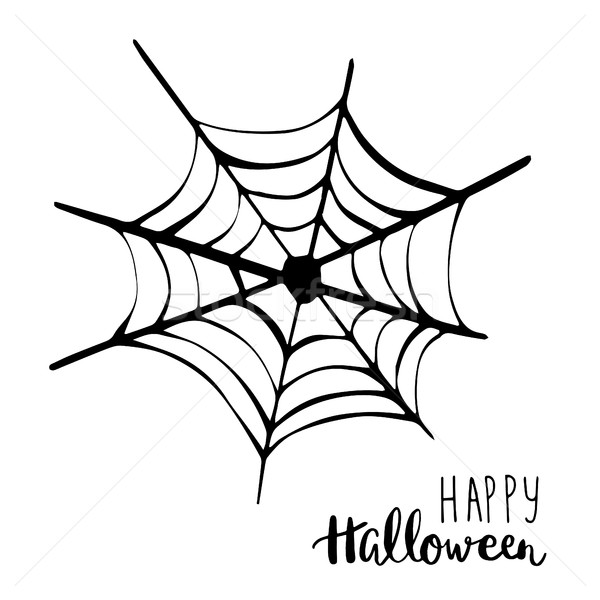 Foto stock: Preto · aranha · com · ícone · feliz · halloween