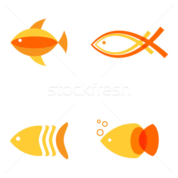 Abstract vis logos ingesteld zeevruchten restaurant Stockfoto © mcherevan