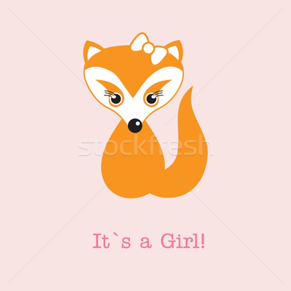 Baby girl fox arrival announcement birth card. Stock photo © mcherevan