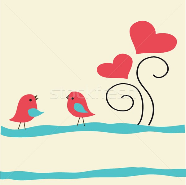 Cute carta uccelli swing donna Foto d'archivio © mcherevan