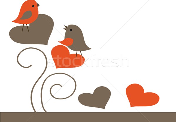 Cute carte oiseaux Swing femme [[stock_photo]] © mcherevan