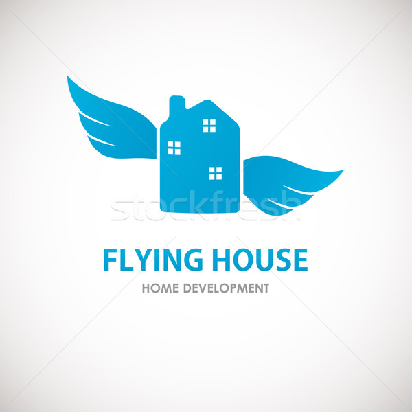 Small blue house with wings. Stock photo © mcherevan