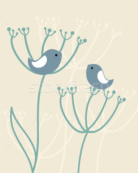 Cute carte oiseaux Swing femme [[stock_photo]] © mcherevan