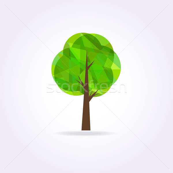 Low poly green tree icon vector illustration. Stock photo © mcherevan