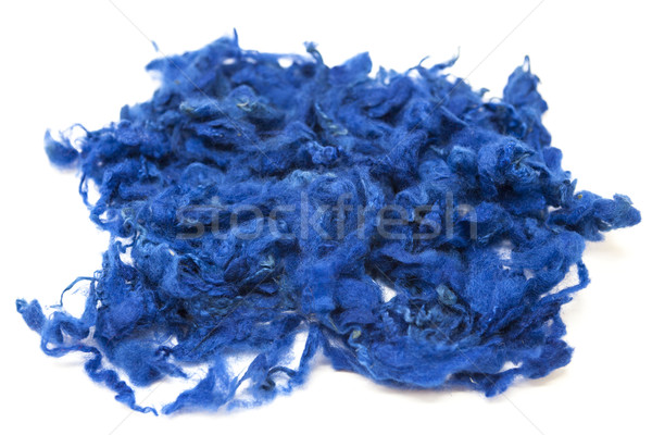 Blue piece of Australian sheep wool Merino breed close-up on a white background Stock photo © mcherevan