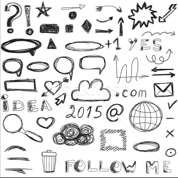 Set of sketched social and digital icons. Stock photo © mcherevan
